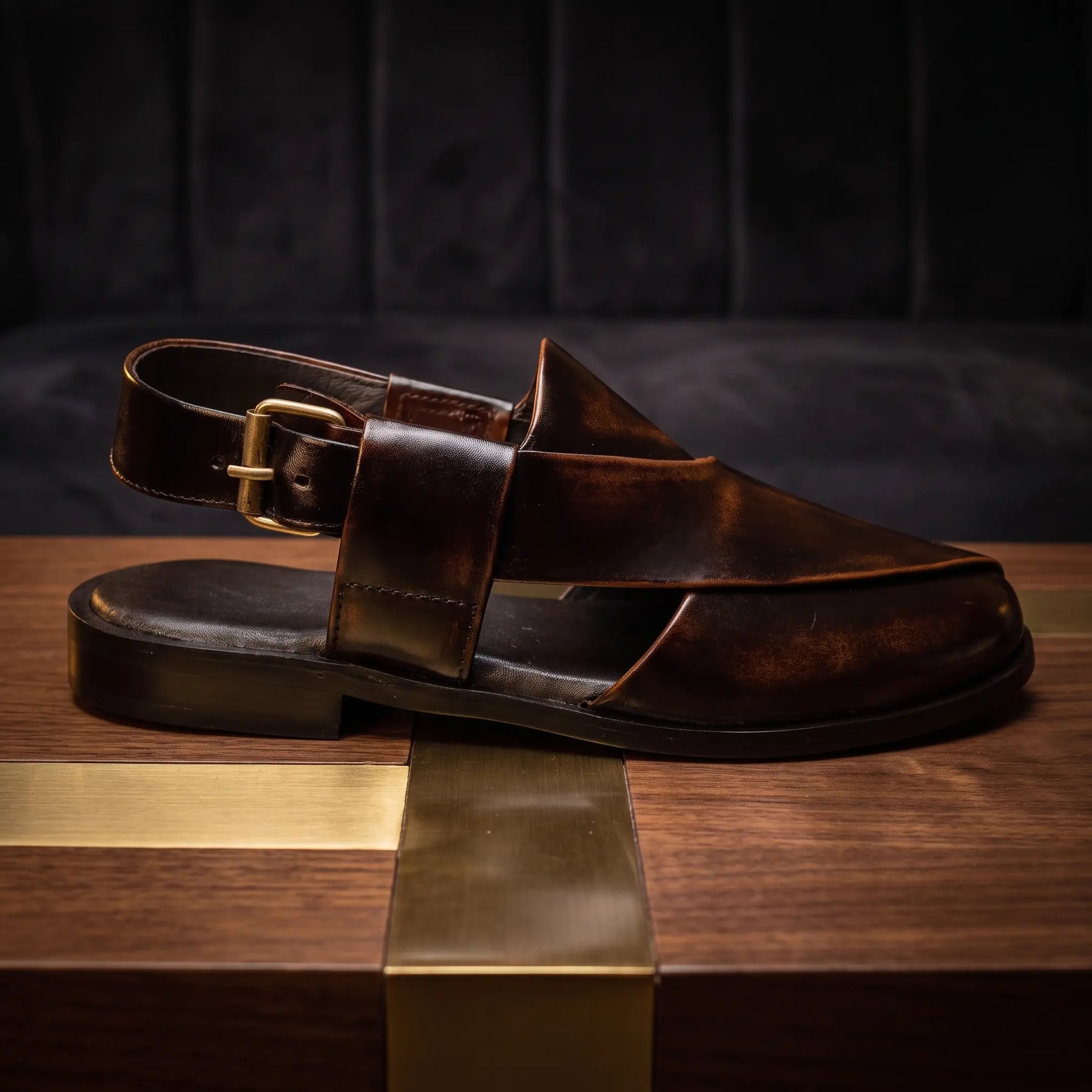 Kaptan Leather Chapal - Espresso Patina
