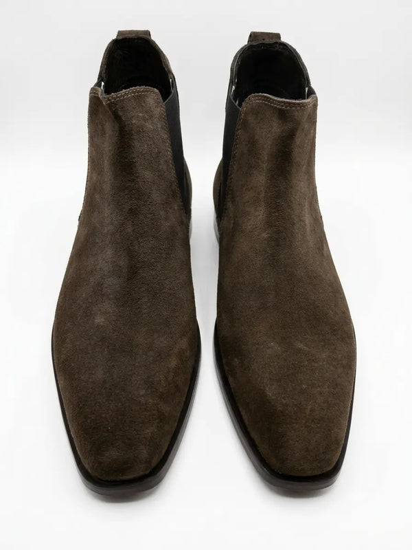 Italian Cut Down Toe Suede Chelsea - Dark Chocolate