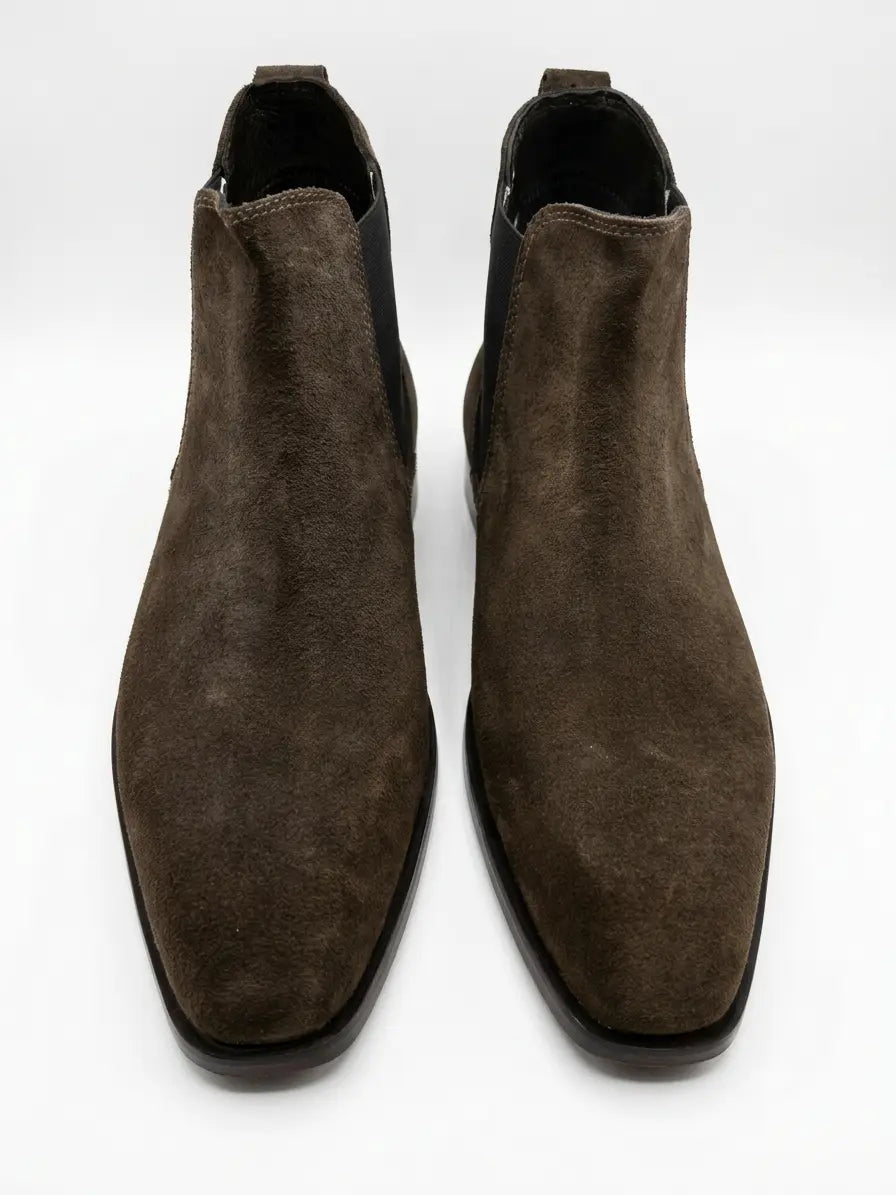 Italian Cut Down Toe Suede Chelsea - Dark Chocolate