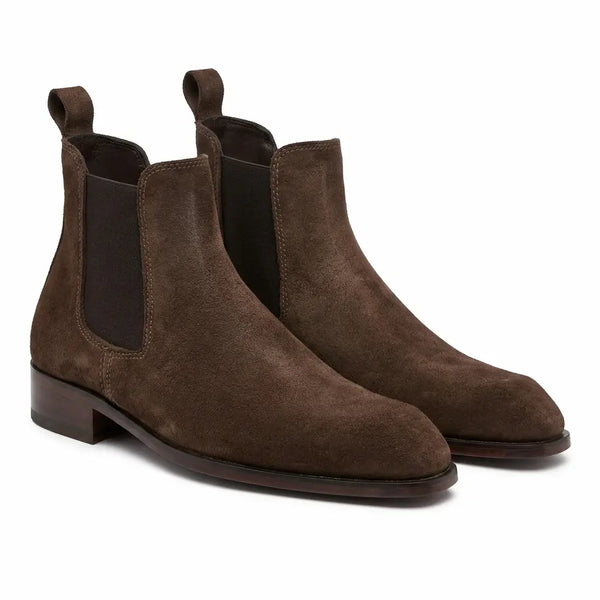 Italian Cut Down Toe Suede Chelsea - Dark Chocolate