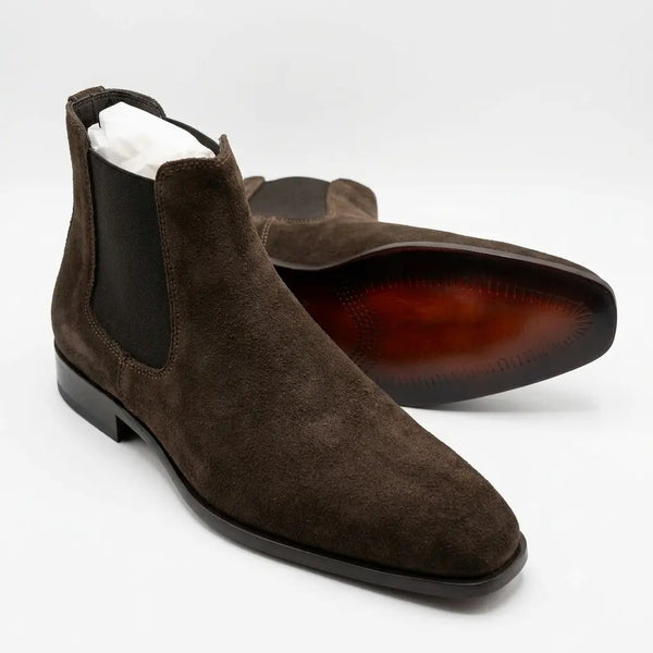 Italian Cut Down Toe Suede Chelsea - Dark Chocolate