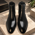 ELEVATED - Two Inch Cuban Heel & Pointed Toe Leather Chelsea