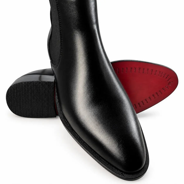 ELEVATED - Two Inch Cuban Heel & Pointed Toe Leather Chelsea
