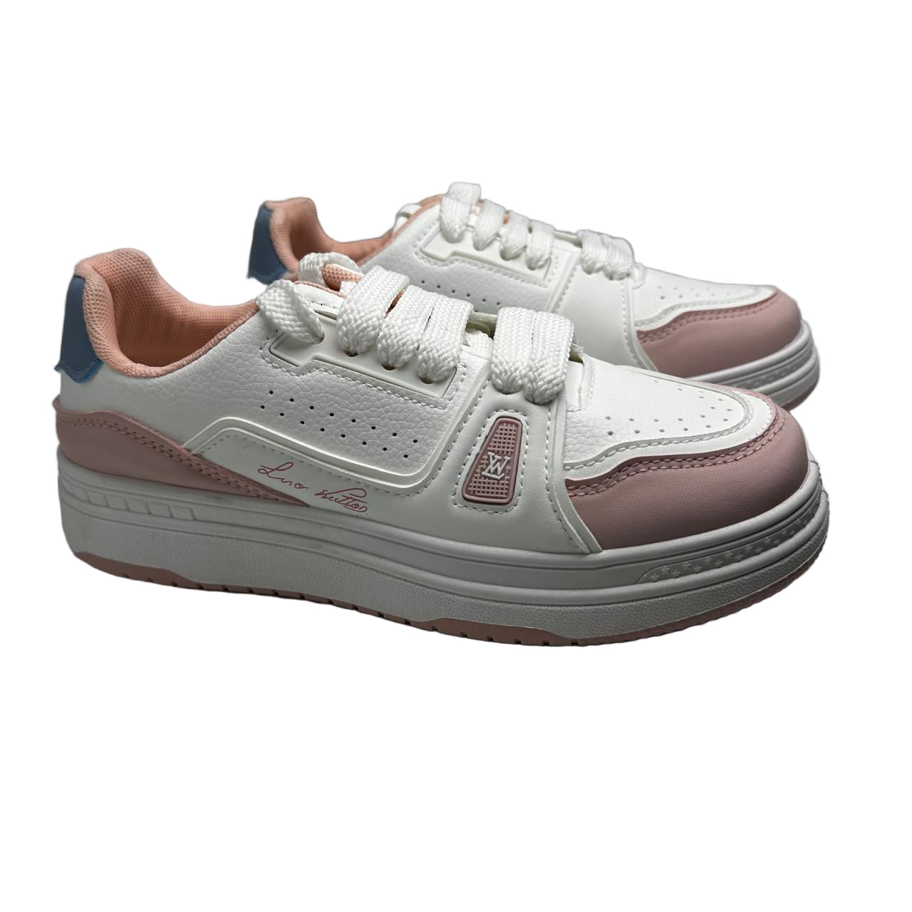 Girls Contrast Sneakers - Pink & White