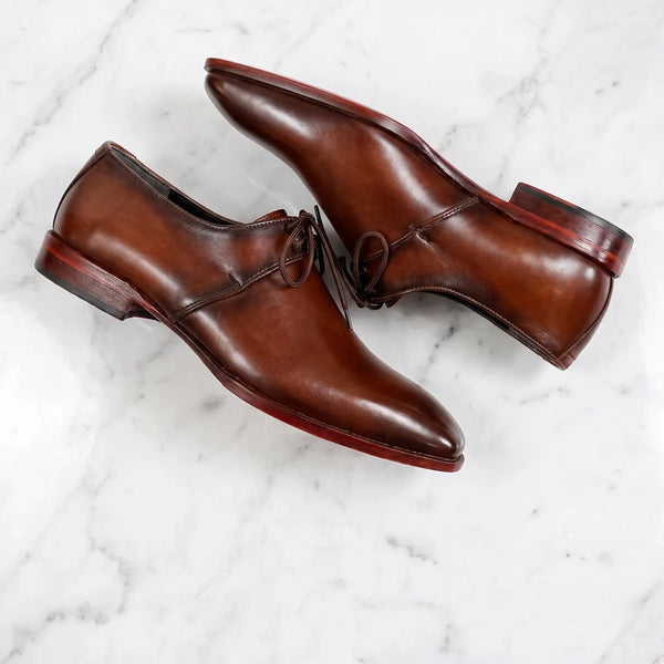 Whole Cut Leather Oxfords - Brown