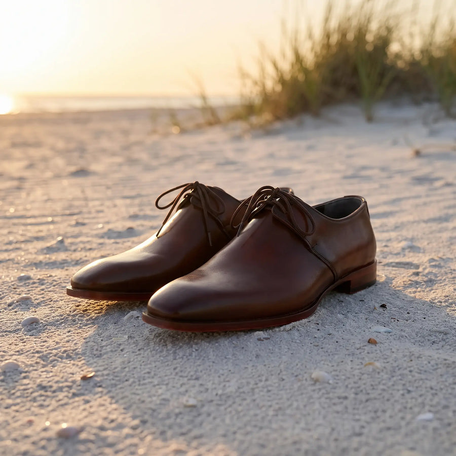 Whole Cut Leather Oxfords - Brown