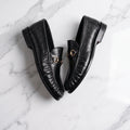 Leather Croc Horsebit Vintage Loafers - Black