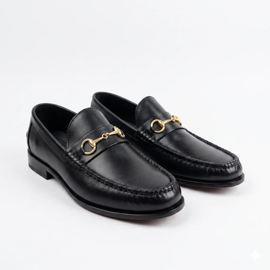 Horsebit Classic Leather Loafers - Black
