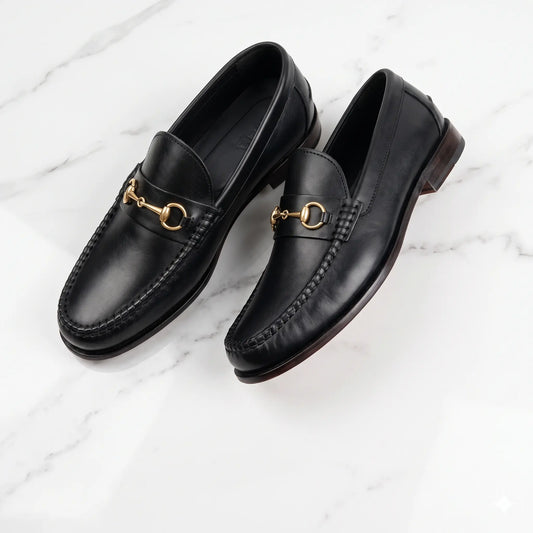 Horsebit Classic Leather Loafers - Black