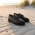Leather Chunky Tassel Loafers - Black