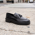 Leather Chunky Tassel Loafers - Black