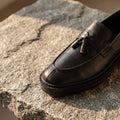 Leather Chunky Tassel Loafers - Black