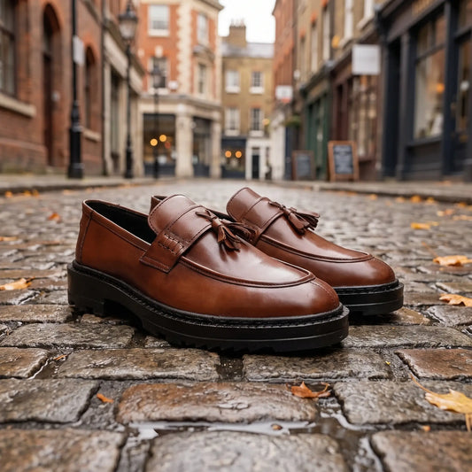 Leather Chunky Tassel Loafers - Brown
