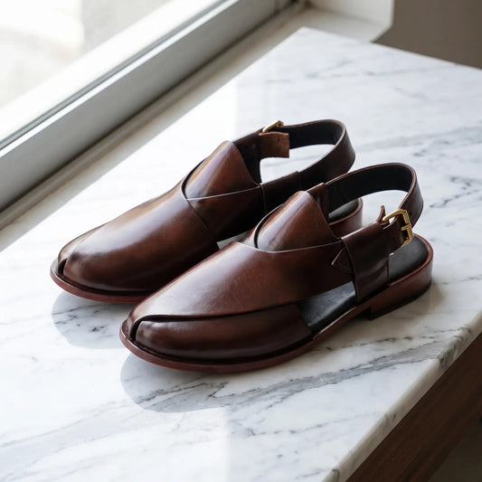 Kaptan Leather Chapal - Brown