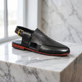 Kaptan Leather Chapal - Black