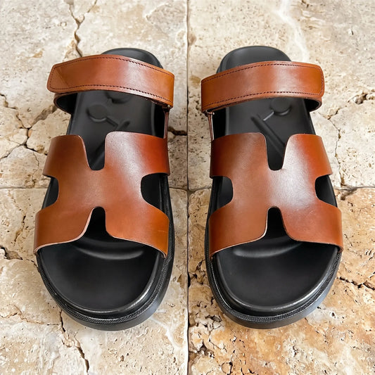 Medicated Leather Stealth Sandals - Brown