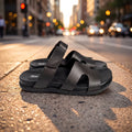 Medicated Leather Stealth Sandals - Black