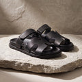 Medicated Leather Stealth Sandals - Black