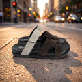 Medicated Suede Leather Stealth Sandals - Beige & Brown