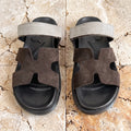 Medicated Suede Leather Stealth Sandals - Beige & Brown
