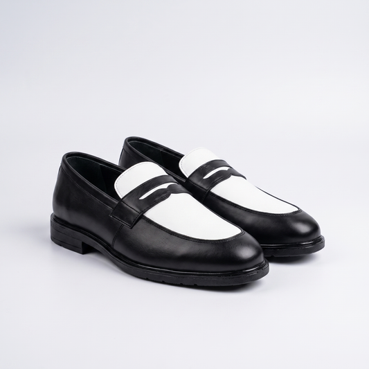 Executive Leather Penny Loafer Two Tone - front pair studio shot