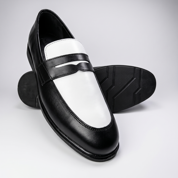 Executive Leather Penny Loafer Two Tone - side profile studio shot