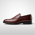 Executive Leather Penny Loafer Oxblood - side profile studio shot