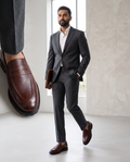 Model wearing Executive Leather Penny Loafer Oxblood - walking