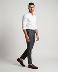 Model wearing Executive Leather Penny Loafer Oxblood - standing