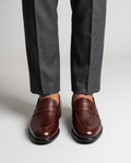 Executive Leather Penny Loafer Oxblood - both feet close crop, standing together