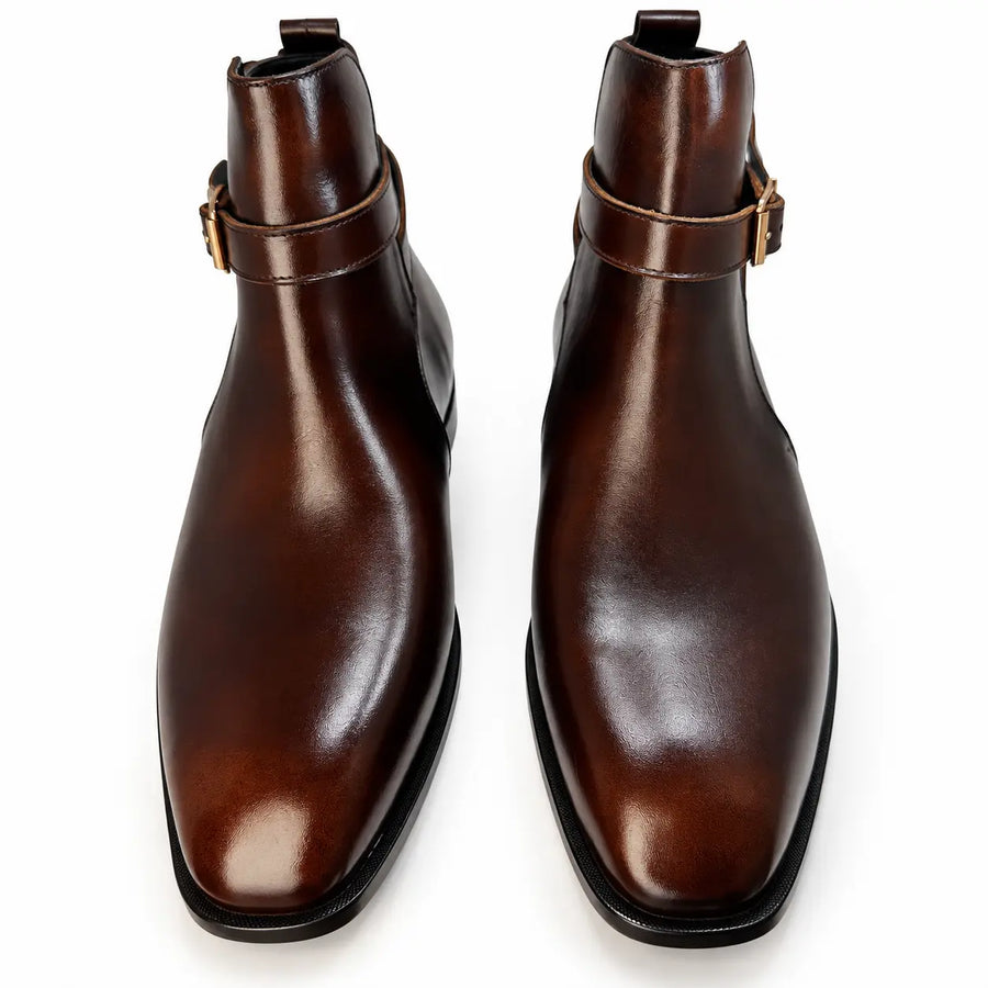 Buckle Strap Jodhpur Chelsea- Patina Finish - Brown