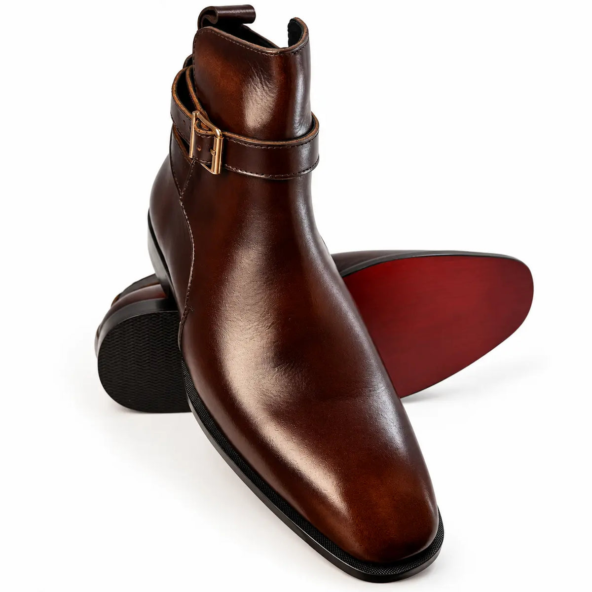 Buckle Strap Jodhpur Chelsea- Patina Finish - Brown