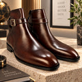 Buckle Strap Jodhpur Chelsea- Patina Finish - Brown