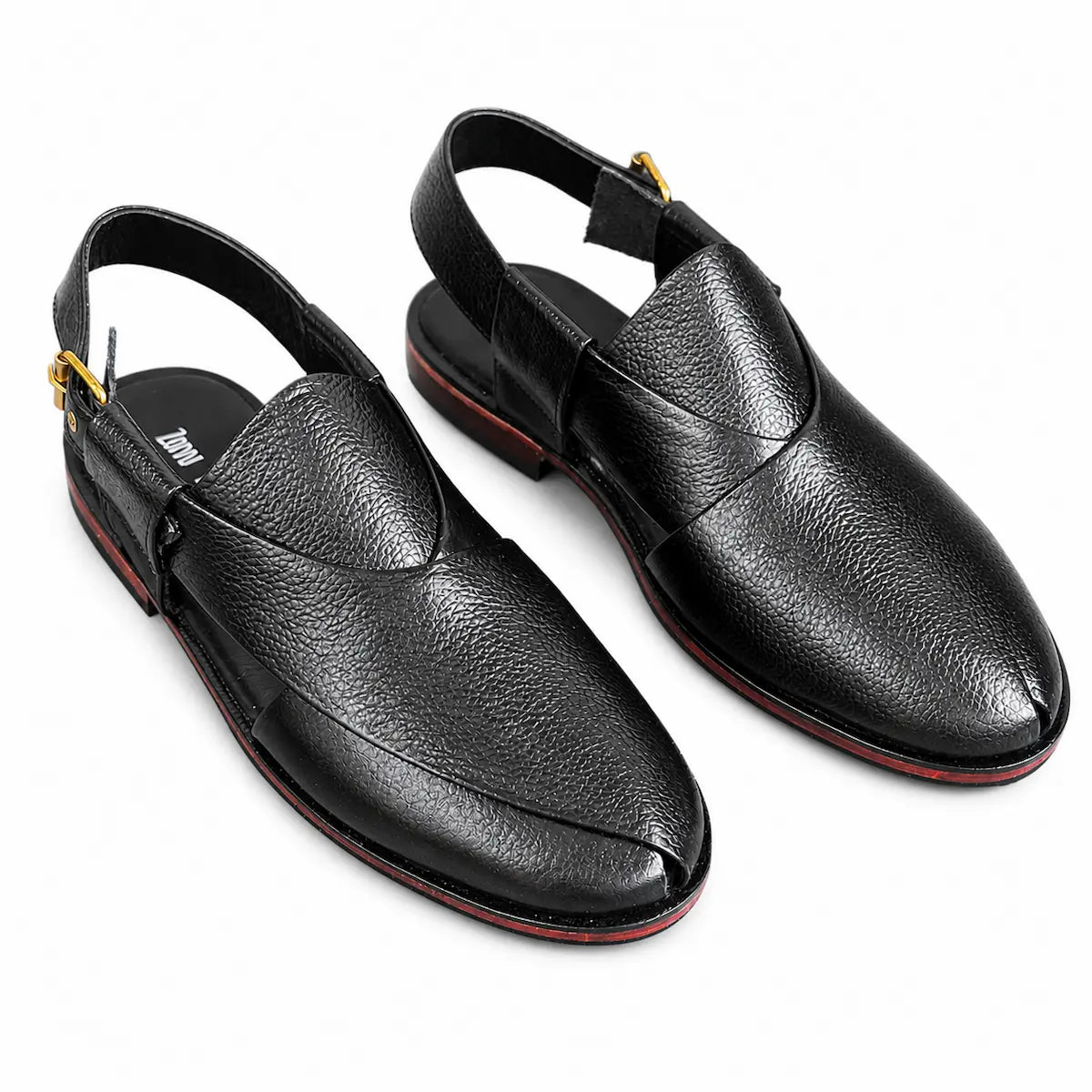 Kaptan Leather Chapal - Black