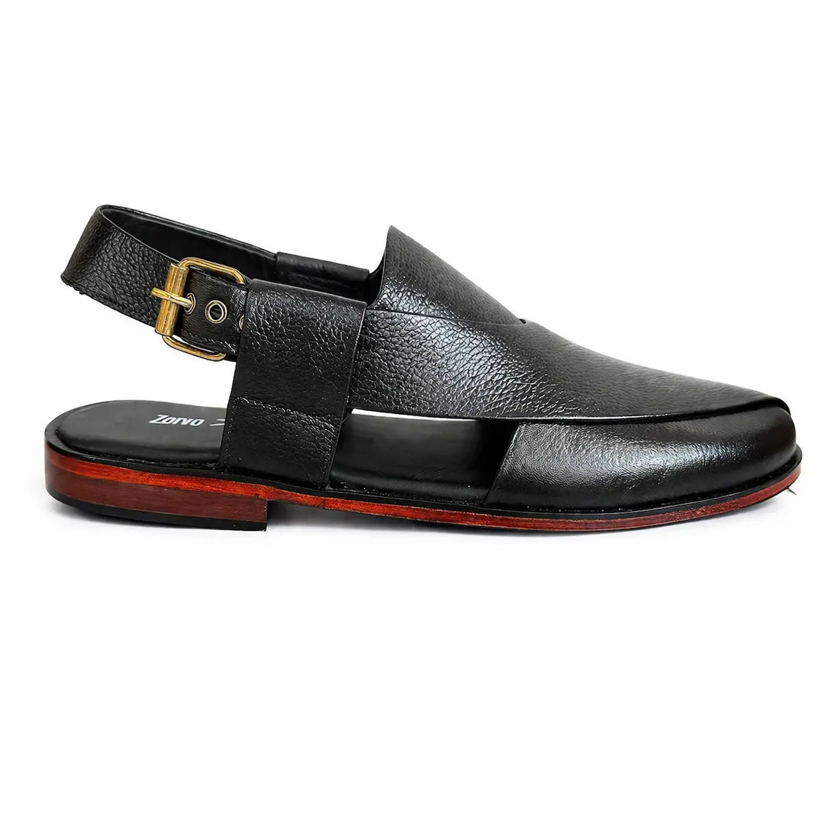 Kaptan Leather Chapal - Black