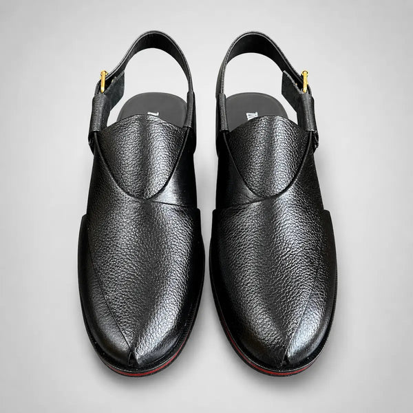 Kaptan Leather Chapal - Black