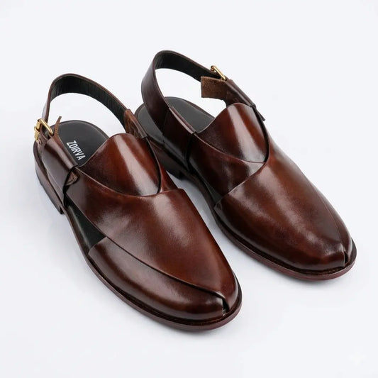 Kaptan Leather Chapal - Brown
