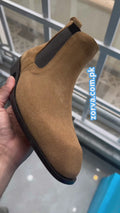 Italian Cut Down Toe Suede Chelsea - Beige
