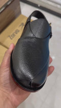 Kaptan Leather Chapal - Black
