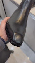 Italian Cut Down Toe Leather Chelsea - Black