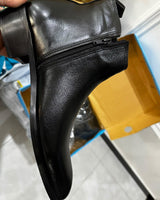 Zorva black Cuban heel zip boot top grain leather customer photo