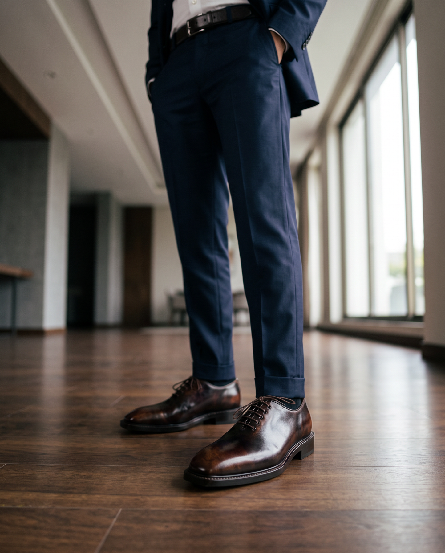 Squaretoe Patina Wholecut Oxfords - Goodyear Welted