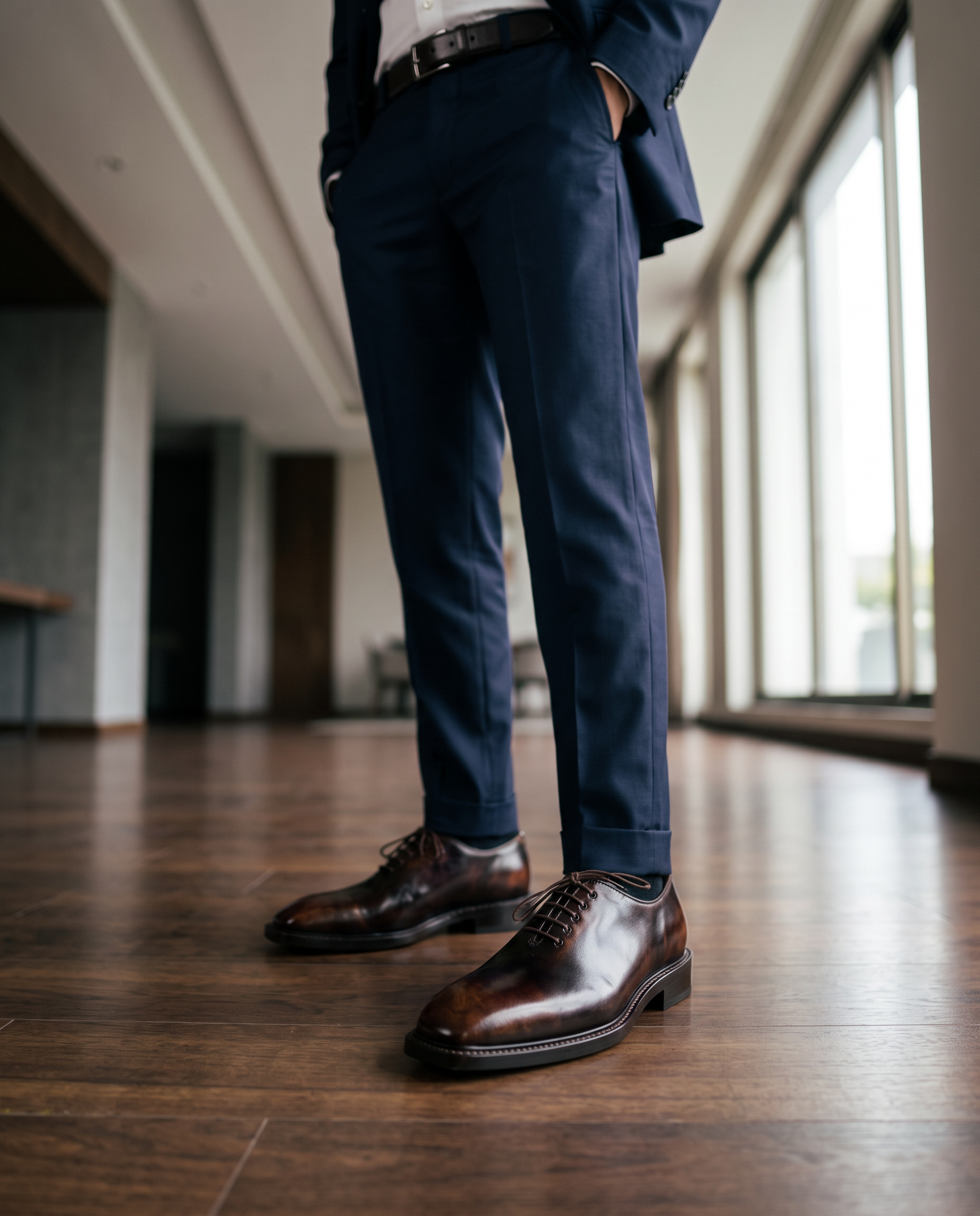 Squaretoe Patina Wholecut Oxfords - Goodyear Welted