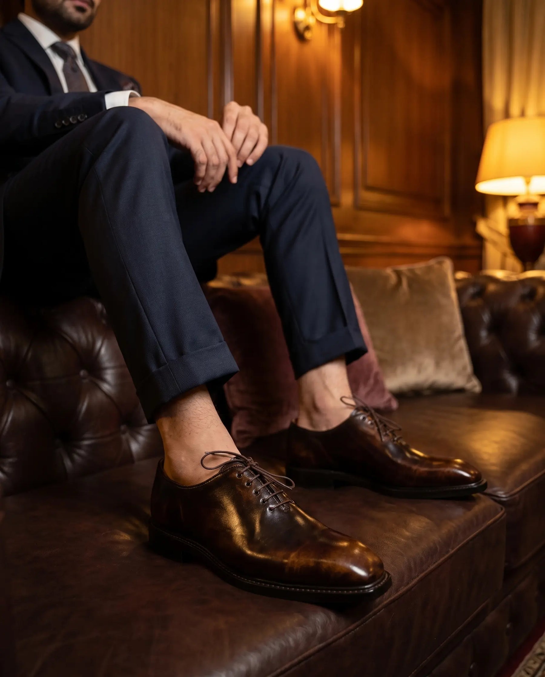 Squaretoe Patina Wholecut Oxfords - Goodyear Welted