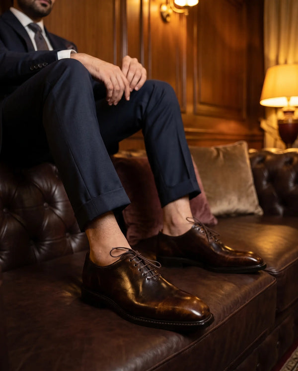 Squaretoe Patina Wholecut Oxfords - Goodyear Welted