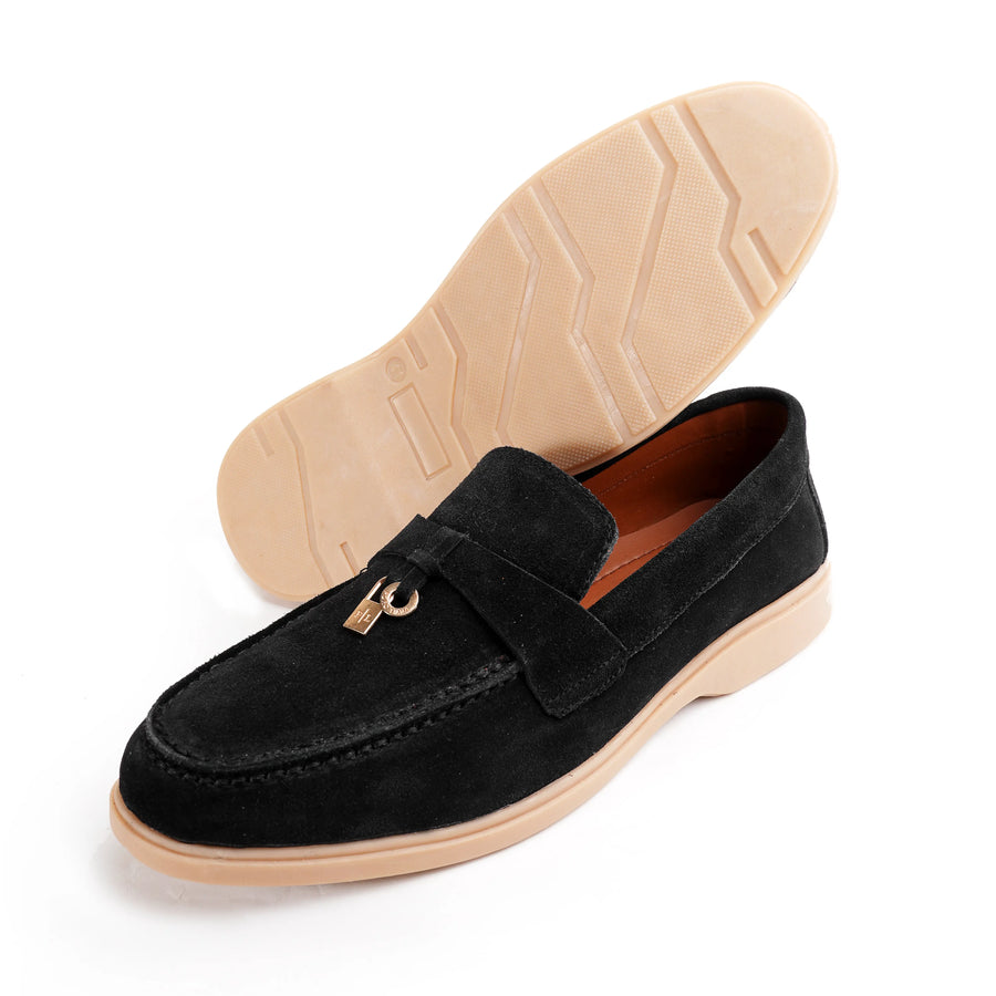 Suede Tassel Loafers - Black