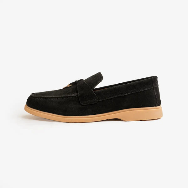 Suede Tassel Loafers - Black