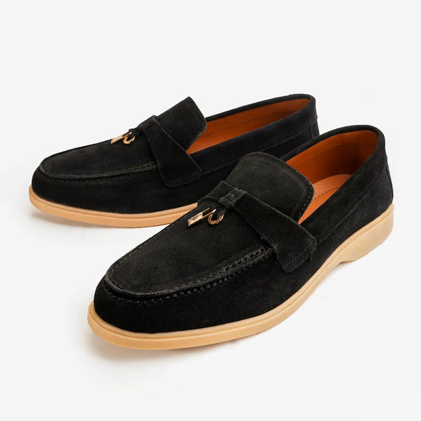 Suede Tassel Loafers - Black