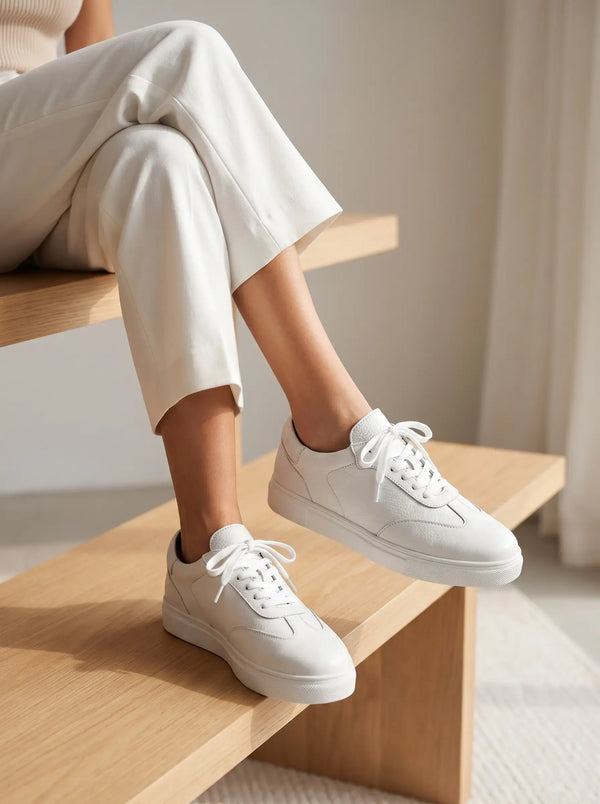 Zorva Meridian - Pebbled Leather Sneaker | White