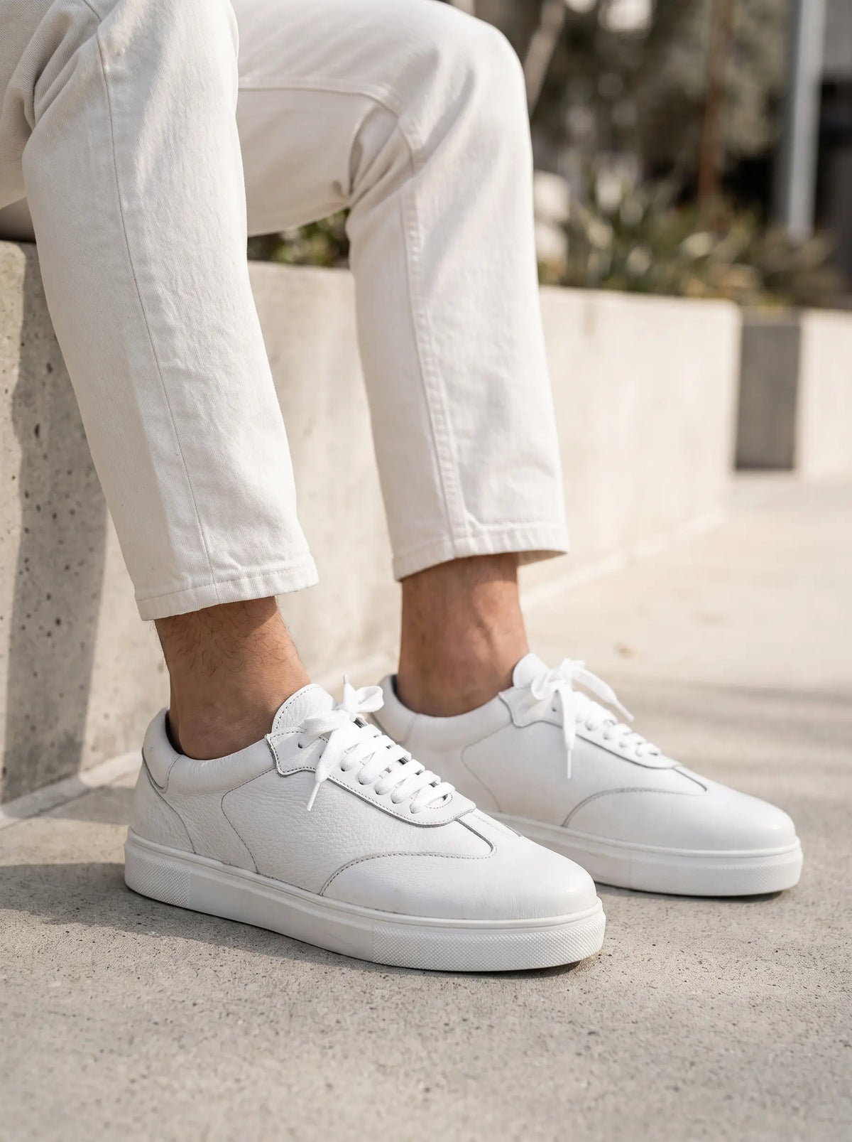 Zorva Meridian - Pebbled Leather Sneaker | White